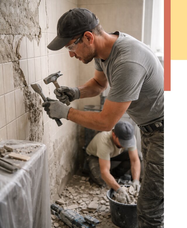 Демонтаж плитки со стен в Лиски от 930 руб. — быстро и недорого | ОТДЕЛОЧНИК-Лск