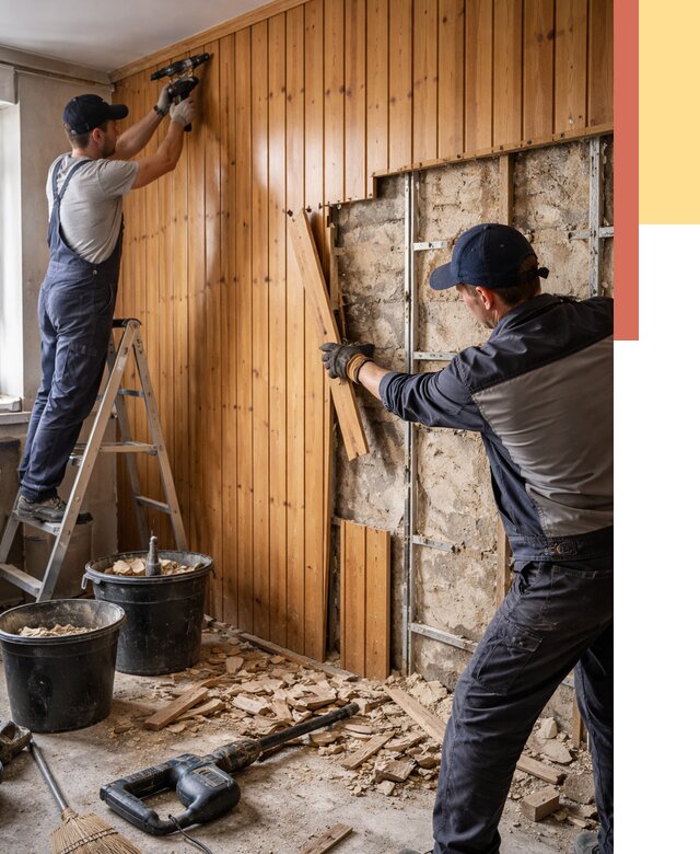 Демонтаж вагонки со стен в Лиски от 1586 руб. — снятие, удаление, срочно | ОТДЕЛОЧНИК-Лск