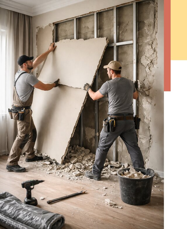 Демонтаж гипсокартона со стен в Лиски от 383 руб. — услуги демонтажа | ОТДЕЛОЧНИК-Лск