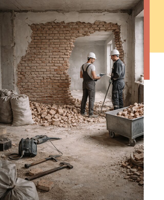 Демонтаж кирпичных стен в Лиски от 4595 руб. — быстро, недорого, под ключ | ОТДЕЛОЧНИК-Лск