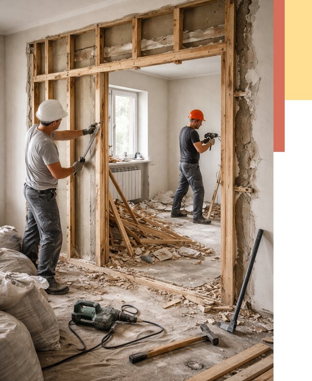 Демонтаж деревянных перегородок в Лиски от 3501 руб. — быстро и недорого | ОТДЕЛОЧНИК-Лск