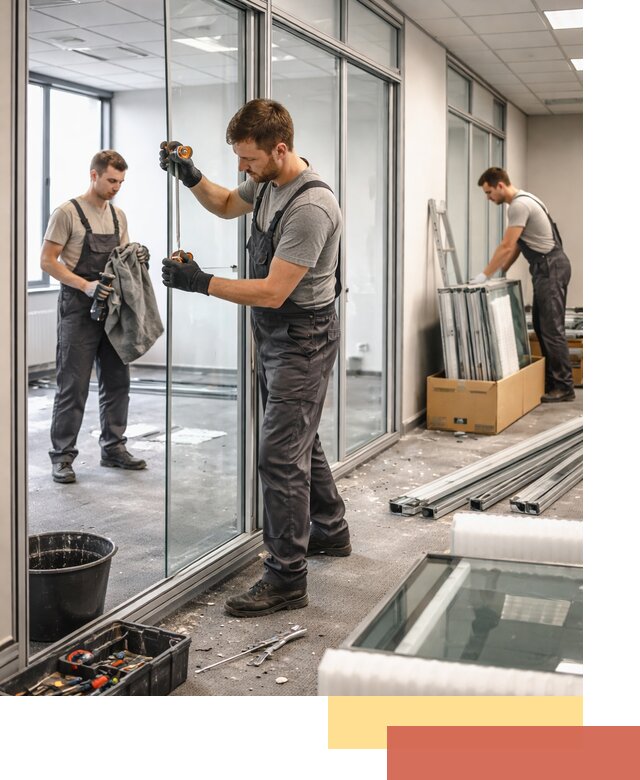 Демонтаж стеклянных перегородок в Лиски быстро и безопасно