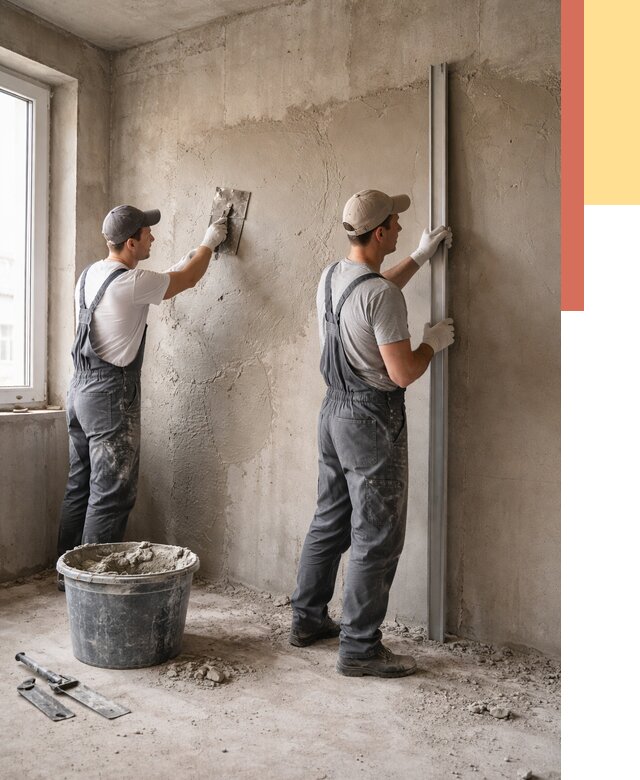 Штукатурка бетонных стен в Лиски от 4923 руб/м² — качественно и быстро | ОТДЕЛОЧНИК-Лск