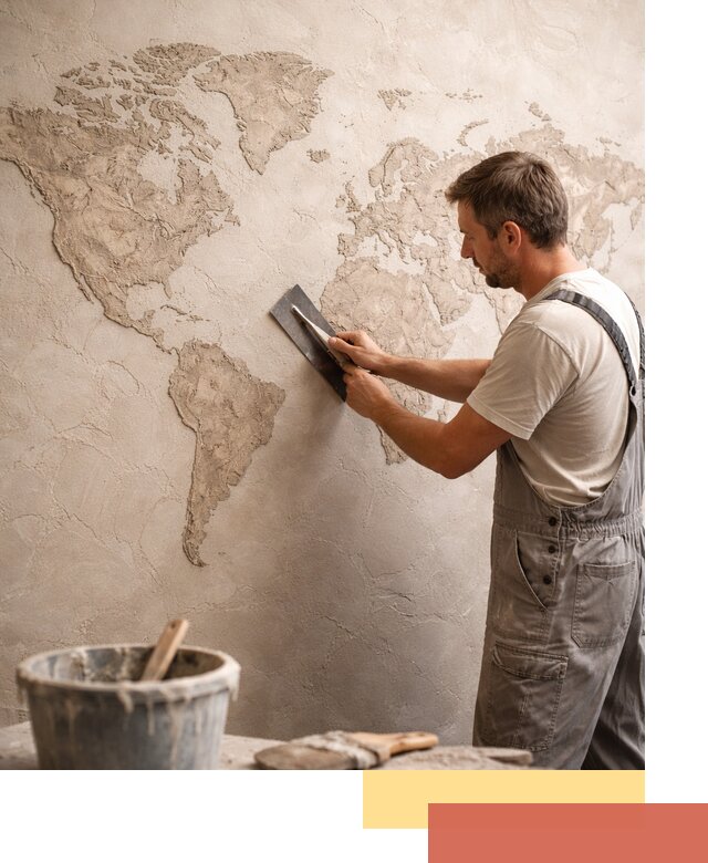 Декоративная штукатурка «Карта мира» под ключ в Лиски