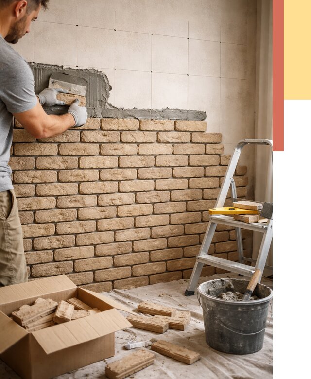 Монтаж декоративного кирпича в Лиски от 3501 руб./м² — быстро и недорого | ОТДЕЛОЧНИК-Лск