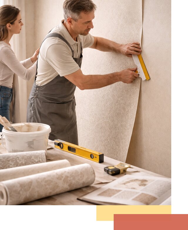 Поклейка обоев с подбором рисунка в Лиски