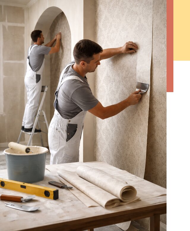 Поклейка обоев на сложные стены в Лиски от 3063 руб. под ключ | ОТДЕЛОЧНИК-Лск