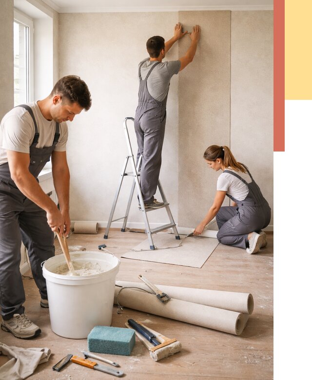 Оклейка стен обоями в Лиски от 3829 руб/м2 — быстро и недорого | ОТДЕЛОЧНИК-Лск