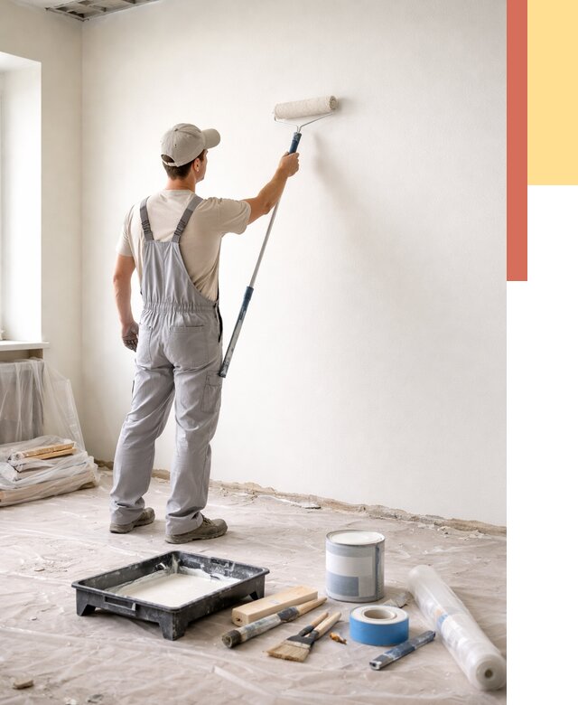 Покраска стен водоэмульсионной краской в Лиски от 492 руб. за м² | ОТДЕЛОЧНИК-Лск