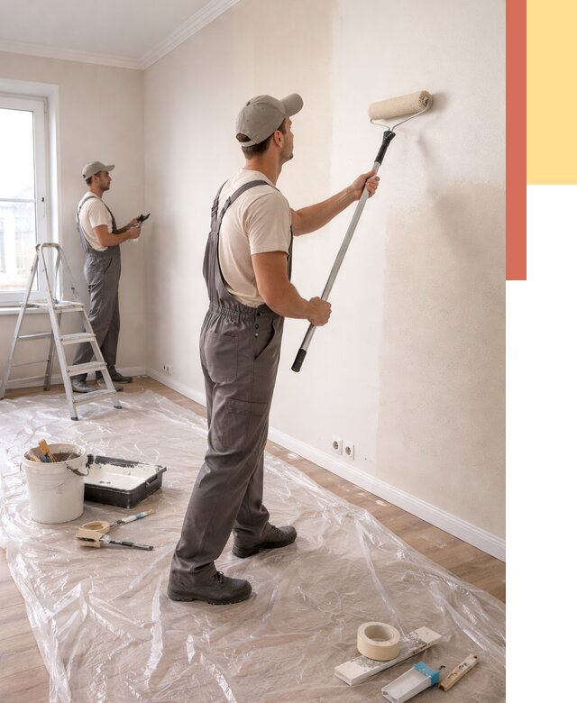 Покраска стен акриловой краской в Лиски от 3829 руб./м² — быстро и недорого | ОТДЕЛОЧНИК-Лск