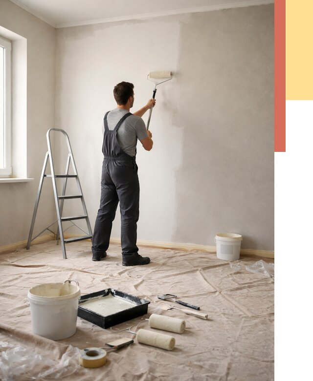 Покраска стен моющейся краской в Лиски от 383 руб./м² — быстро и недорого | ОТДЕЛОЧНИК-Лск