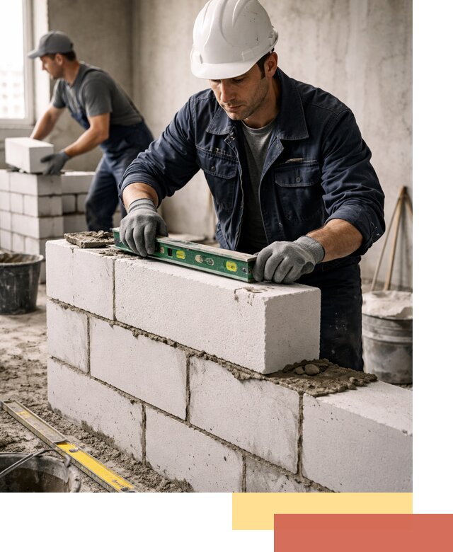 Кладка перегородок из пеноблока под ключ в Лиски