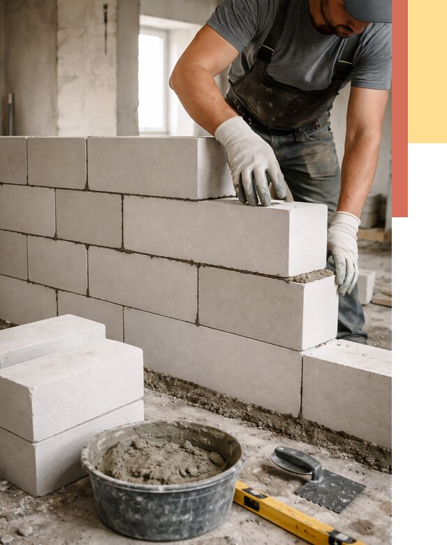 Кладка перегородок из силикатного блока в Лиски от 4376 руб. под ключ | ОТДЕЛОЧНИК-Лск