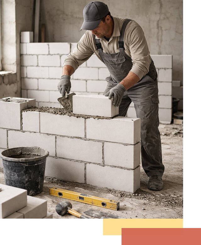 Кладка перегородок из силикатного блока в Лиски