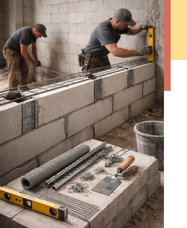 Армирование кладки перегородок в Лиски от 821 руб. под ключ | ОТДЕЛОЧНИК-Лск