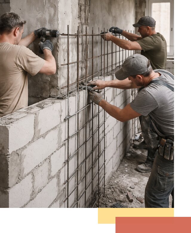Армирование кладки перегородок в Лиски профессионально и надёжно