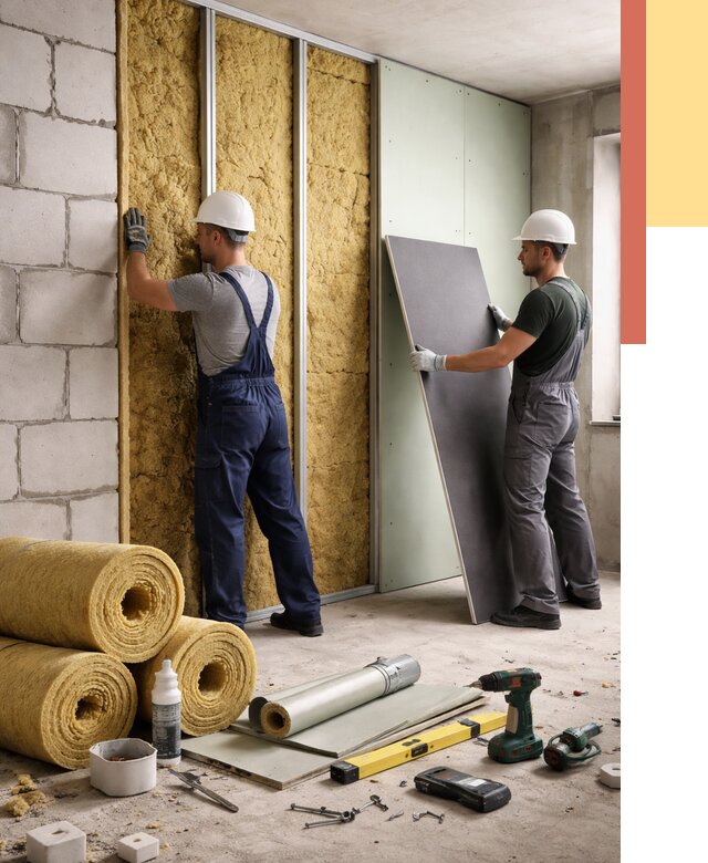 Шумоизоляция перегородок из блоков в Лиски от 2024 руб./м² — быстро и недорого | ОТДЕЛОЧНИК-Лск