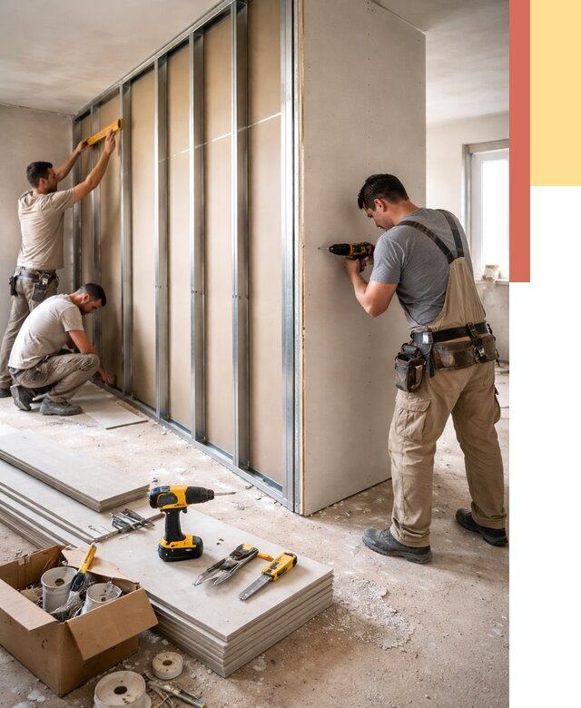 Монтаж однослойной перегородки из гипсокартона в Лиски от 711 руб. | ОТДЕЛОЧНИК-Лск