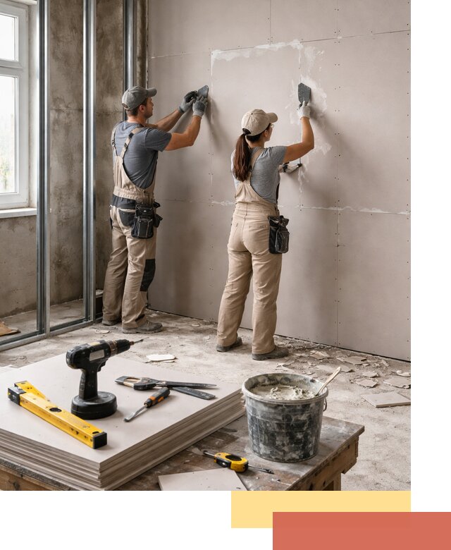 Монтаж двухслойной перегородки из гипсокартона в Лиски