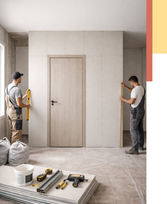 Перегородка из гипсокартона с дверью в Лиски от 4923 руб. под ключ | ОТДЕЛОЧНИК-Лск