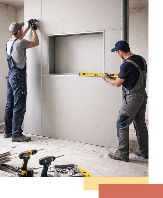 Перегородка из гипсокартона с нишей под декор в Лиски