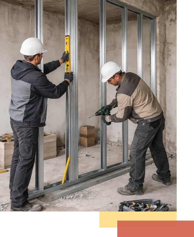 Монтаж каркаса перегородки из профиля в Лиски