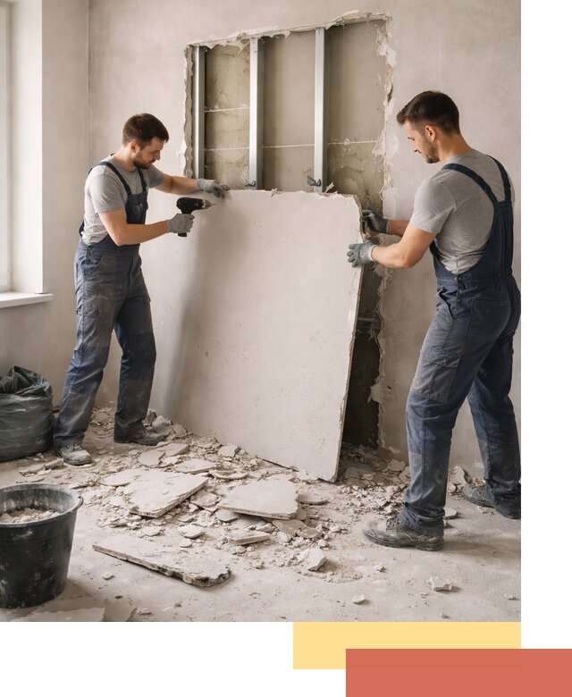 Демонтаж перегородки из гипсокартона в Лиски быстрый и аккуратный