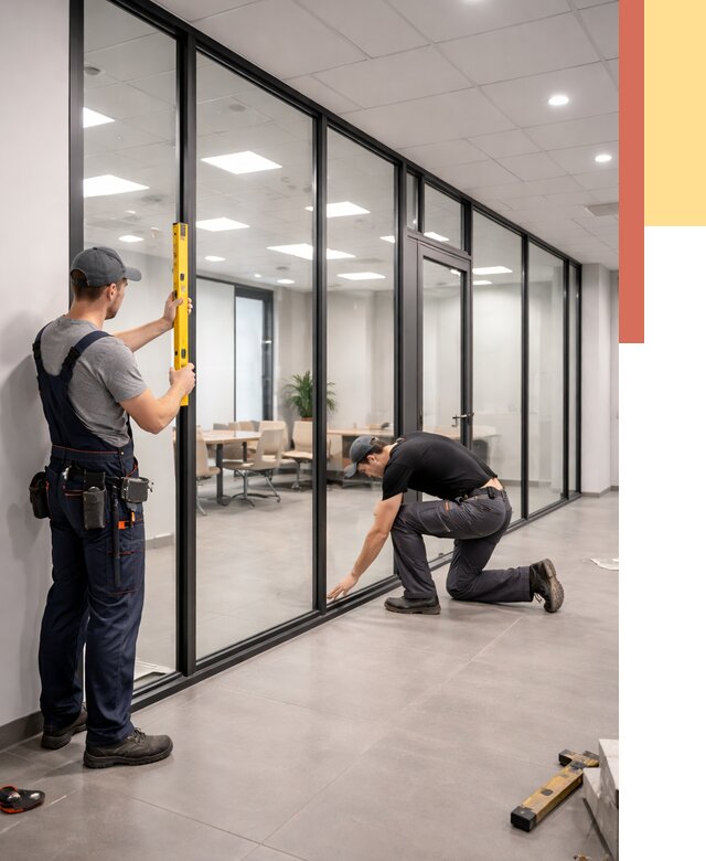 Каркасные стеклянные перегородки в Лиски под ключ от 10066 руб. | ОТДЕЛОЧНИК-Лск