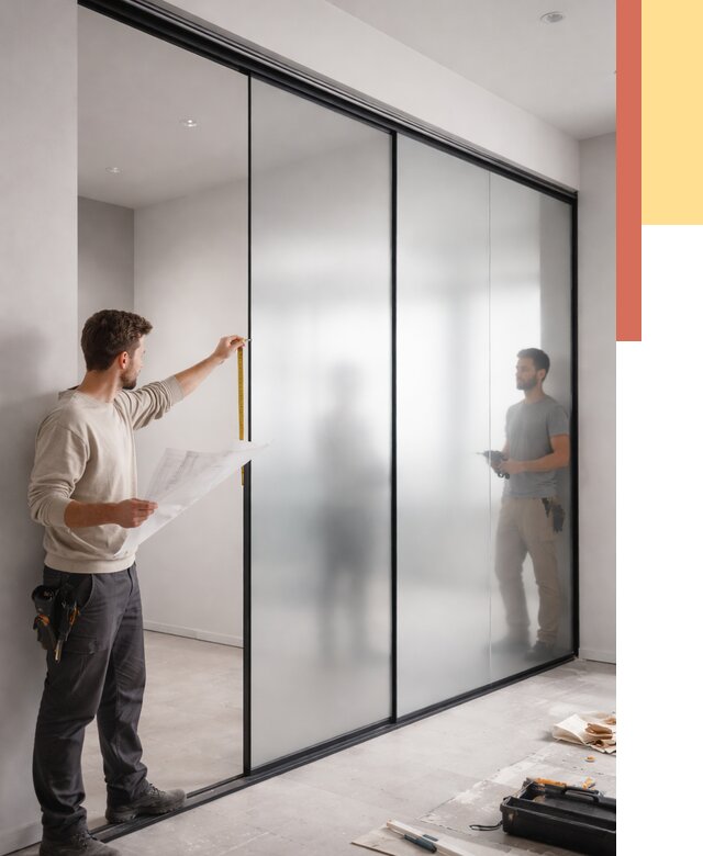 Матовые стеклянные перегородки в Лиски от 9300 руб. — монтаж и установка | ОТДЕЛОЧНИК-Лск