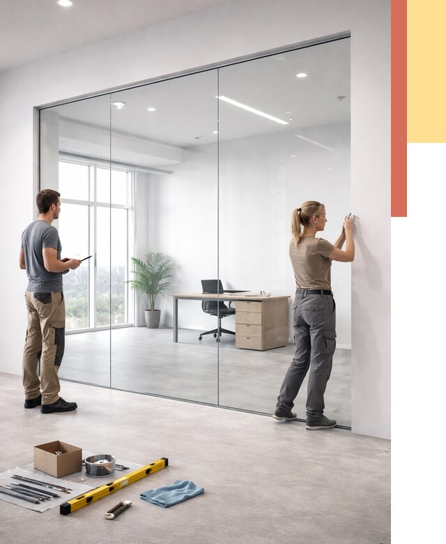 Перегородки из закаленного стекла в Лиски от 10394 руб. под ключ | ОТДЕЛОЧНИК-Лск