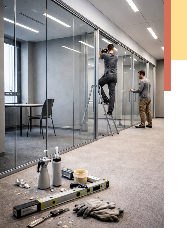 Стеклянные офисные перегородки в Лиски от 9300 руб. — монтаж и установка | ОТДЕЛОЧНИК-Лск