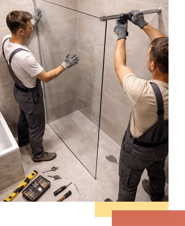 Стеклянные перегородки для душа в Лиски — изготовление и монтаж