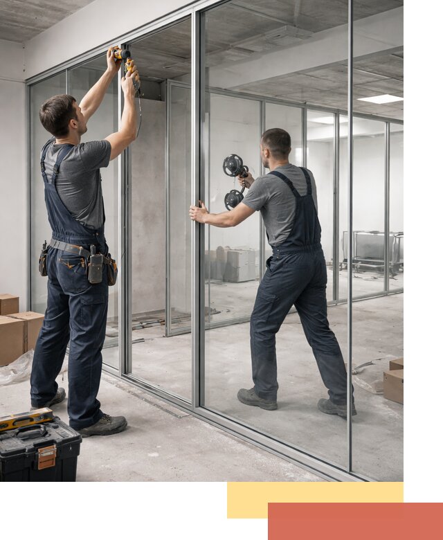 Алюминиевые перегородки со стеклом в Лиски — изготовление и монтаж