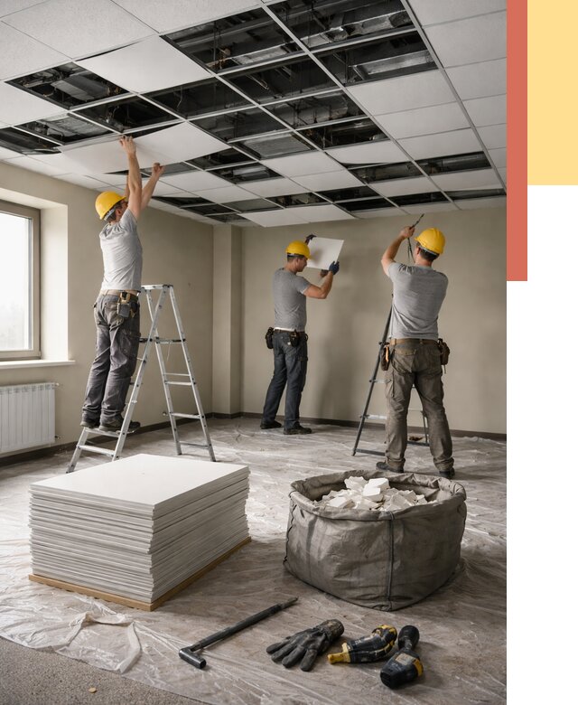 Демонтаж потолка Армстронг в Лиски от 4923 руб. быстро и недорого | ОТДЕЛОЧНИК-Лск