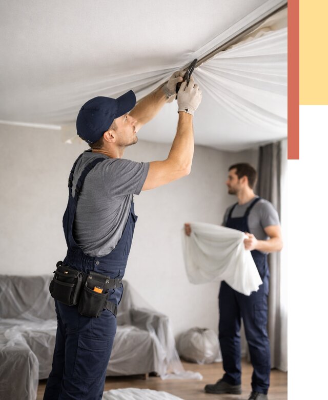 Демонтаж натяжного потолка в Лиски от 4923 руб. — снятие и разбор под ключ | ОТДЕЛОЧНИК-Лск