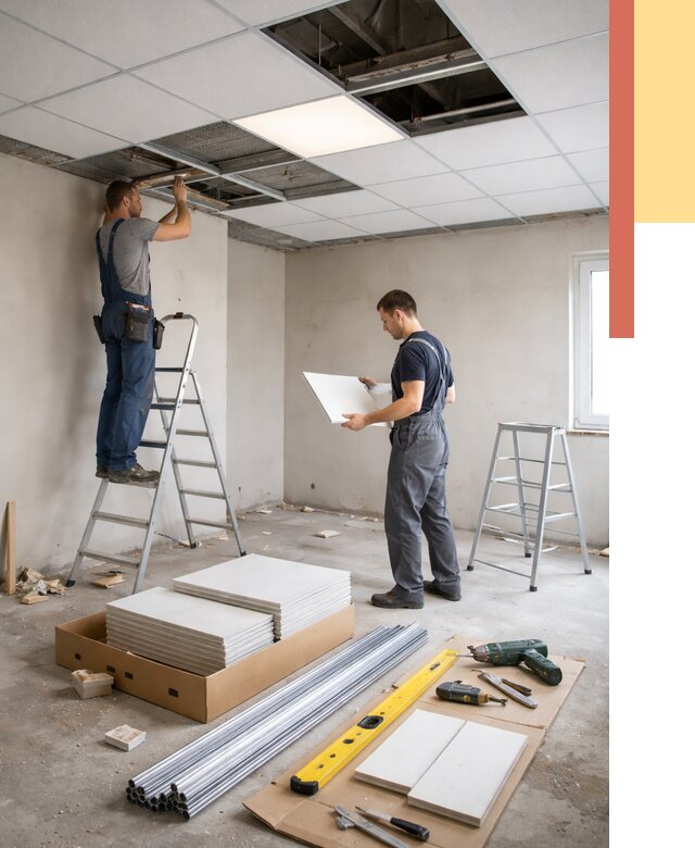 Монтаж потолка армстронг в Лиски от 4923 руб/м2 — быстрая установка под ключ | ОТДЕЛОЧНИК-Лск