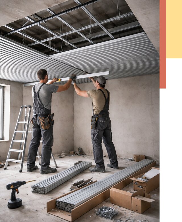 Монтаж реечного потолка в Лиски от 4923 руб. под ключ | ОТДЕЛОЧНИК-Лск