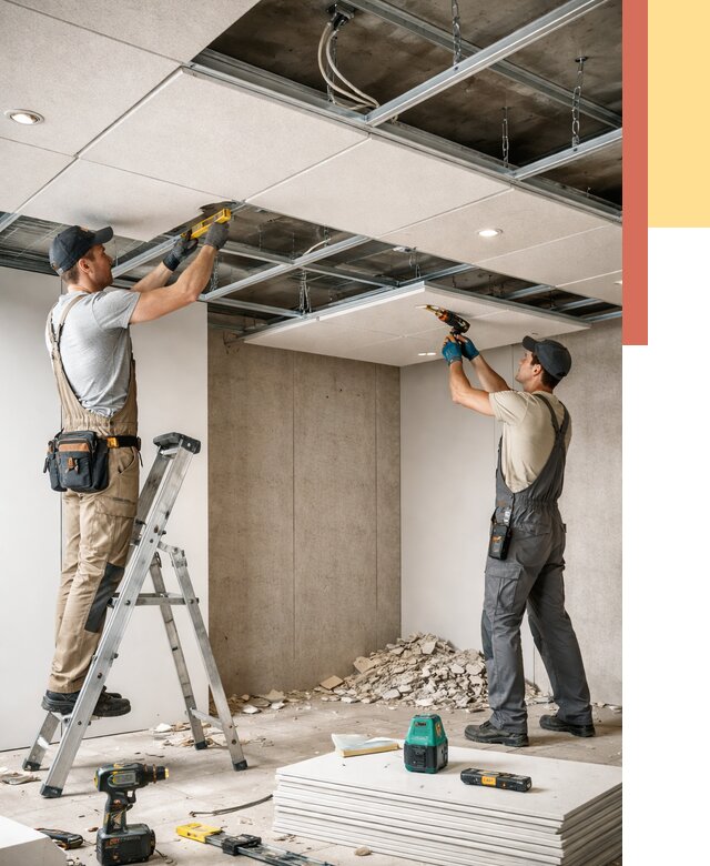 Монтаж акустического потолка в Лиски от 7112 руб/м2 — быстро и недорого | ОТДЕЛОЧНИК-Лск