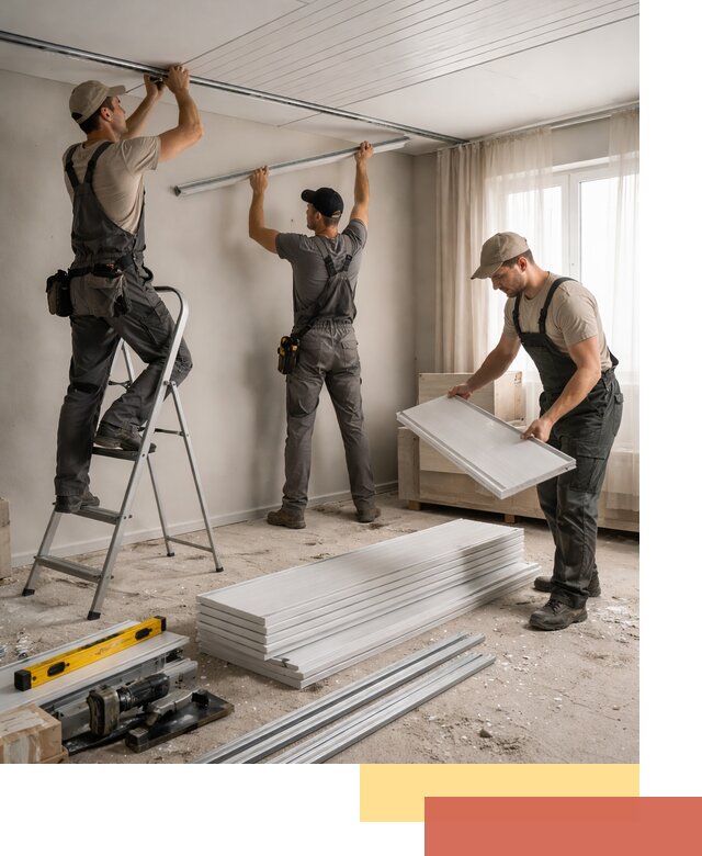 Монтаж потолка из ПВХ панелей в Лиски оперативно и качественно