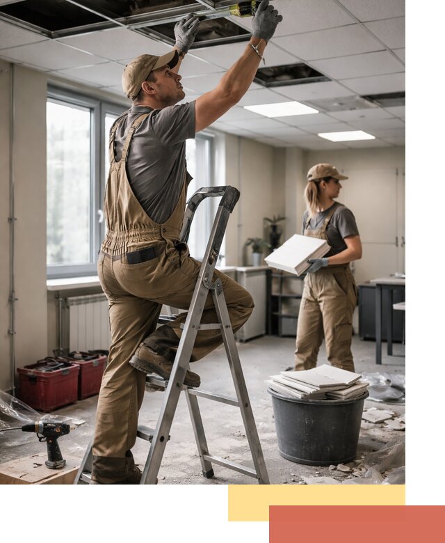 Ремонт потолка Армстронг и замена плит в Лиски