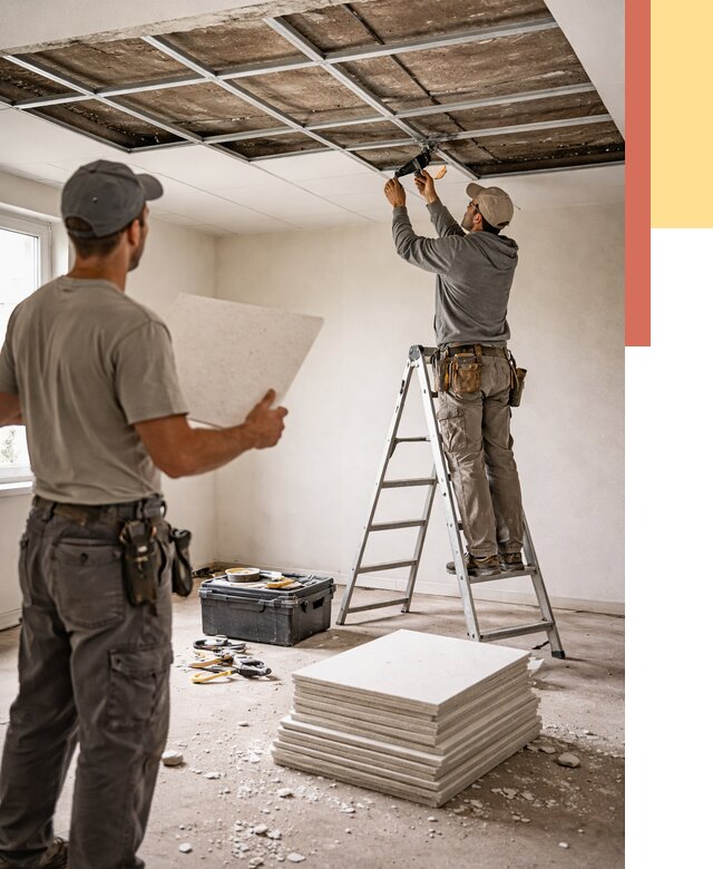 Замена плит подвесного потолка в Лиски от 1915 руб. быстро и недорого | ОТДЕЛОЧНИК-Лск
