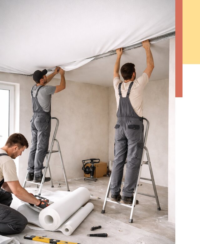 Монтаж тканевого натяжного потолка в Лиски от 3829 руб. под ключ | ОТДЕЛОЧНИК-Лск