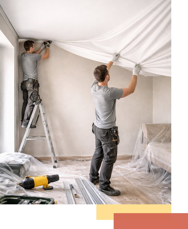 Монтаж тканевого натяжного потолка в Лиски недорого и быстро