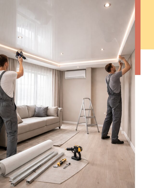 Монтаж глянцевого натяжного потолка в Лиски от 821 руб. под ключ | ОТДЕЛОЧНИК-Лск