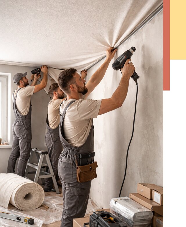 Монтаж фактурного натяжного потолка в Лиски от 821 руб. — ОТДЕЛОЧНИК-Лск