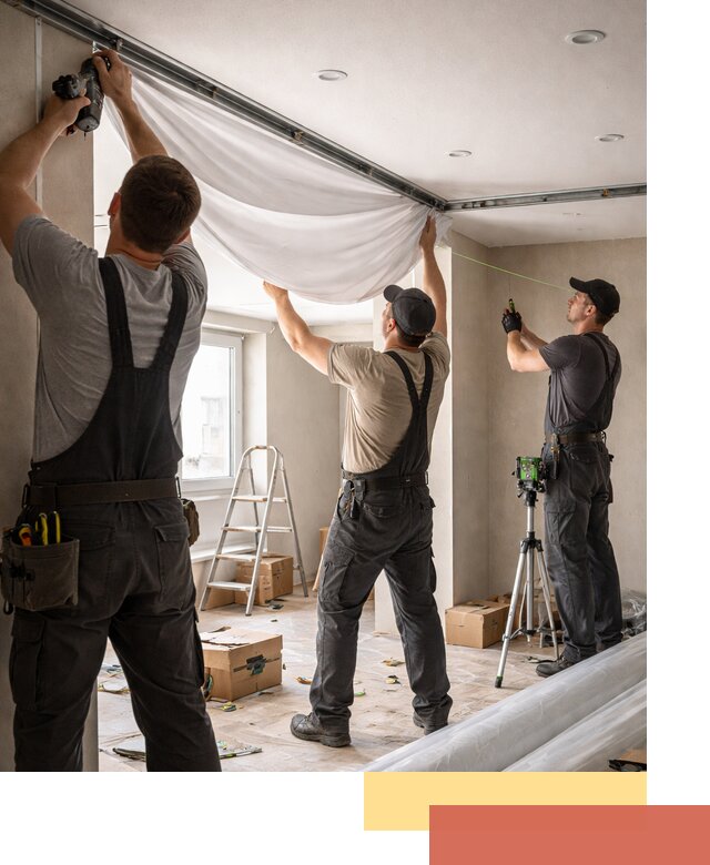 Монтаж парящего натяжного потолка под ключ в Лиски