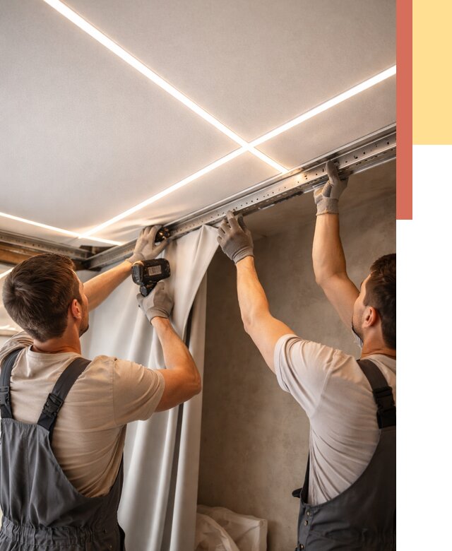 Монтаж натяжного потолка со световыми линиями в Лиски от 1313 руб. | ОТДЕЛОЧНИК-Лск