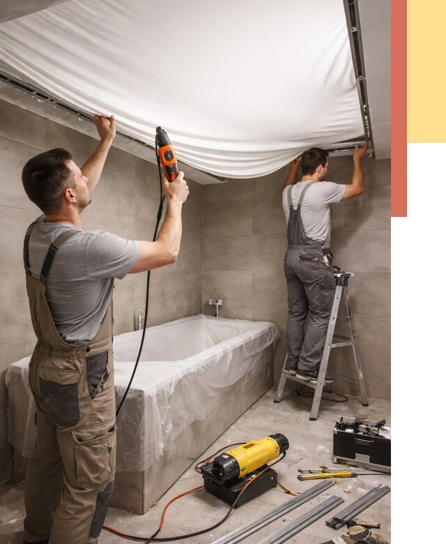 Монтаж натяжного потолка в ванной в Лиски от 1313 руб. под ключ | ОТДЕЛОЧНИК-Лск