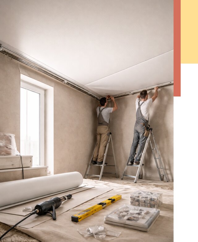 Монтаж натяжного потолка в спальне в Лиски от 4158 руб. под ключ | ОТДЕЛОЧНИК-Лск