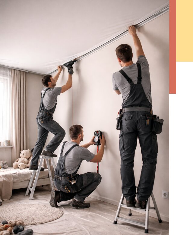 Монтаж натяжного потолка в детской в Лиски от 3829 руб. — быстро и недорого | ОТДЕЛОЧНИК-Лск